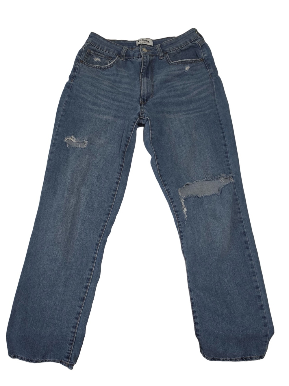 RSQ Vintage Mom Jeans Womens 29 Distressed High Rise Straight Leg Med Wash Denim